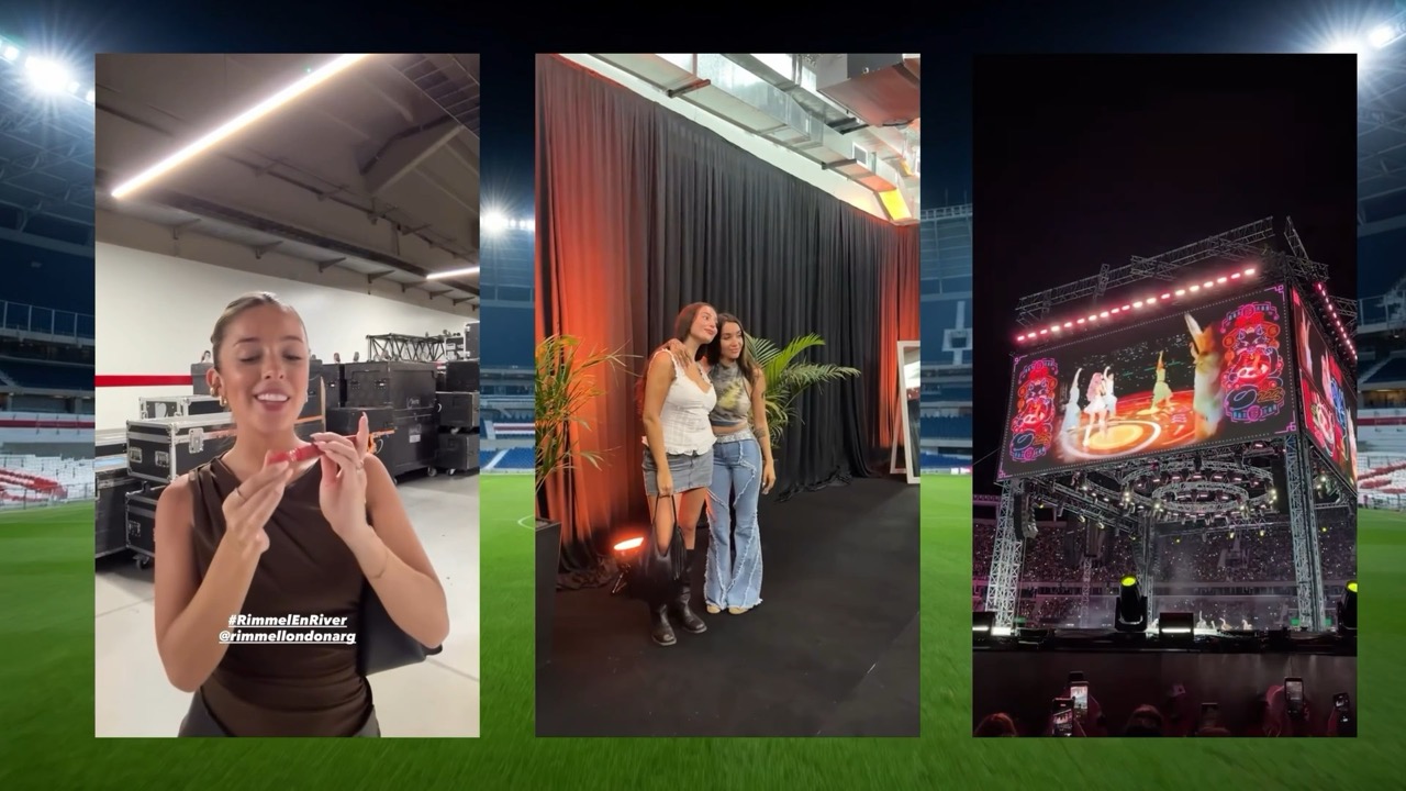 Videos verticales de María Becerra sobre el campo de juego