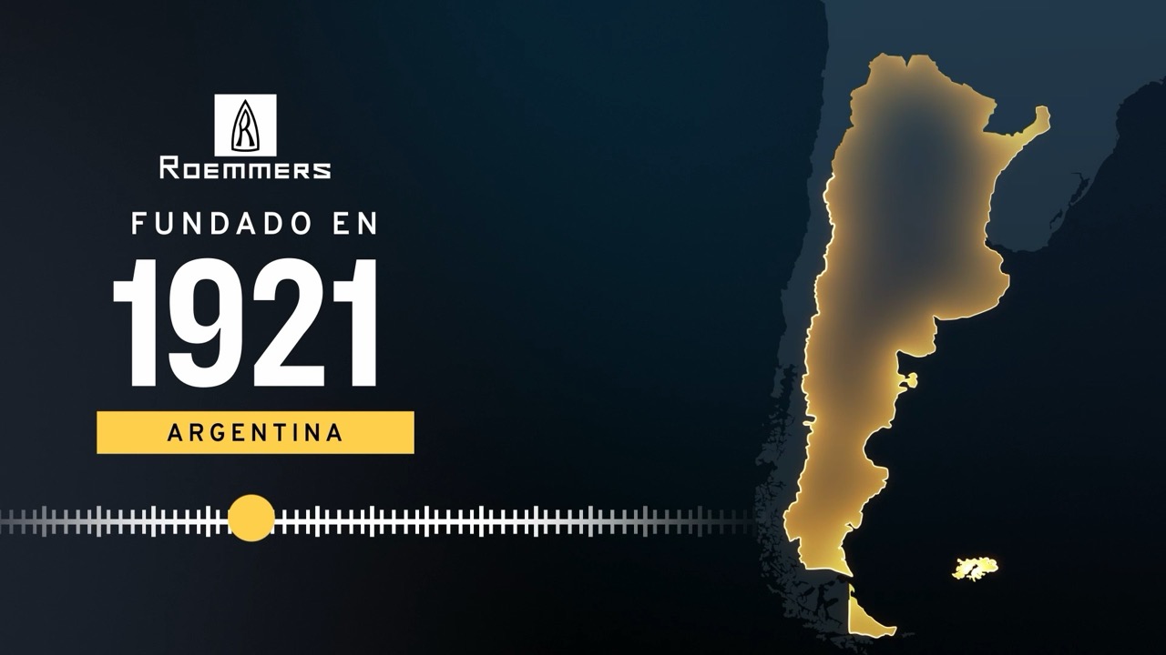 Línea de tiempo: fundado en 1921, con el mapa de Argentina iluminado