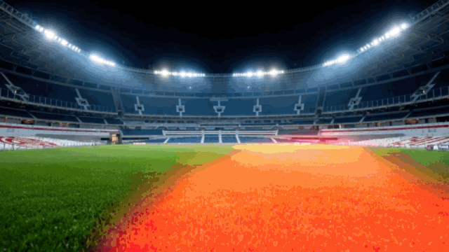 Animación para Rimmel London con María Becerra: título sobre un estadio y videos verticales que entran en pantalla